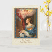 セントセシリアミュージシャン宗教カトリック聖徒 カード (黄色い花)