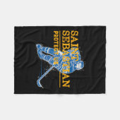 セントセバスチャンホッケーパントサンオブスポーツアスリート フリースブランケット (正面(横))