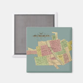 セントチャールズ・イリノイ1871マップキツネリバーケインカウンティ マグネット (正面/裏面)