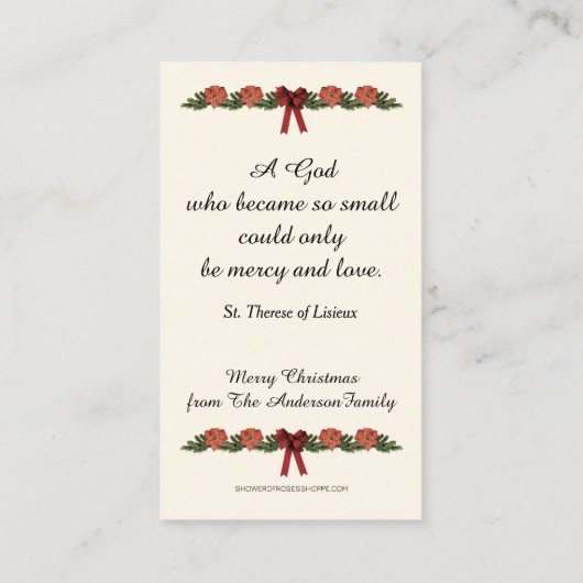 セントテリーズベビーイエスヴァージンメアリーバラクリスマス エンクロージャーカード (裏面)