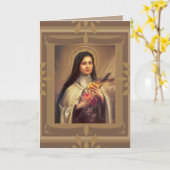 セントテリーズリトルフラワー付き/ピンクのバラ誕生日 カード (黄色い花)