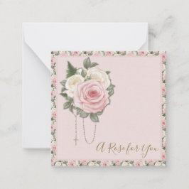 セントテリーズ祈りの言葉ヴィンテージ宗教色のピンクのバラ ノートカード