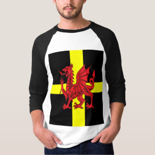 セントデイビッドクロスとウェールズドラゴンの紋章デザイン Tシャツ