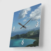 セントトマス・ビューティフル・アイランド・シーン・メーゲンズ・ベイ スクエア壁時計 (傾斜)