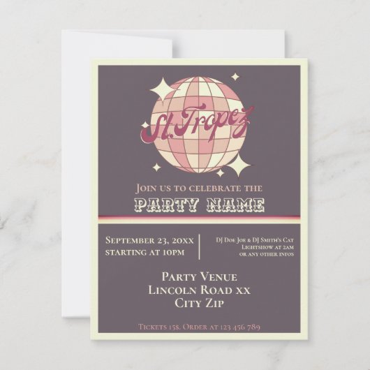 セントトロペスをテーマにした夏のパーティーお祝い 招待状 (正面)