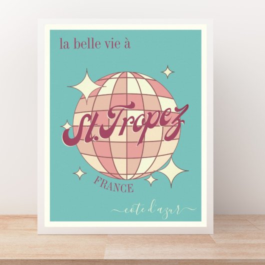 セントトロペスフランスコートダジュールティール（緑がかった色）ブルー ポスター