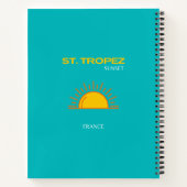セントトロペス、サンセット、トラベルアート、ターコイズ ノートブック (裏面)