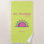 セントトロペ名門私立校風のス、緑 ビーチタオル (正面)