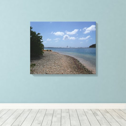 セントトーマスの距離で帆船 キャンバスプリント (インサイチュ (ウッドフロア))