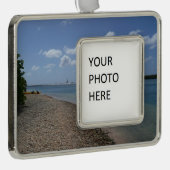 セントトーマスの距離で帆船 シルバープレートフレームオーナメント (右)