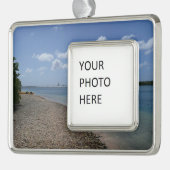 セントトーマスの距離で帆船 シルバープレートフレームオーナメント (左)