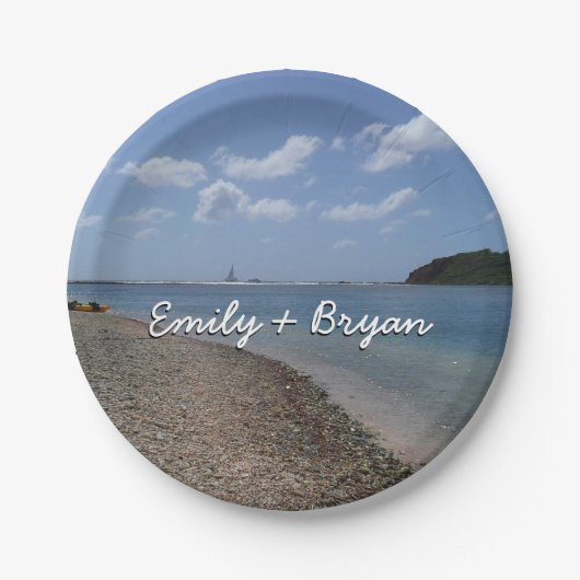 セントトーマスの距離で帆船 ペーパープレート (正面)