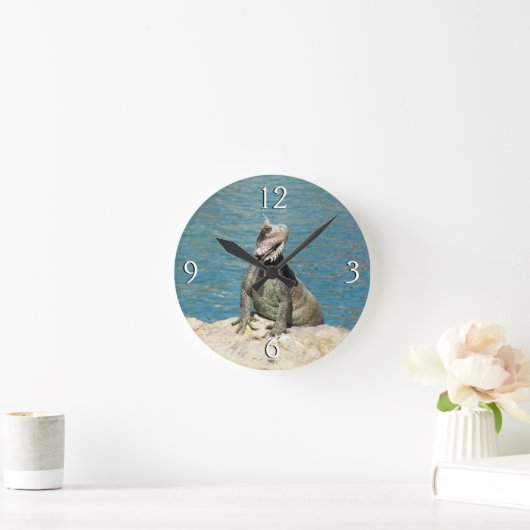 セントトーマスのIguana熱帯野生動物写真 ラウンド壁時計 (ホーム)