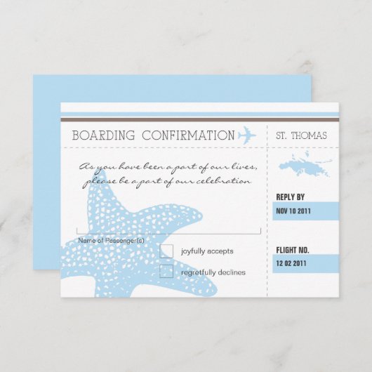 セントトーマスへの搭乗券のご予約受付中です。 出欠カード (正面/裏面)