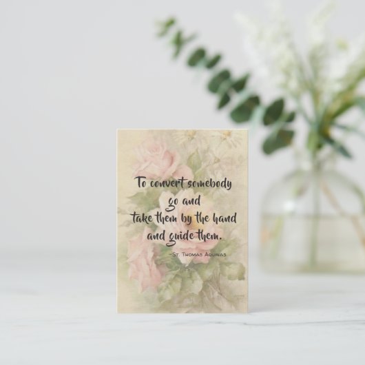 セントトーマスアクィナスの引用文のバラの神聖なカード 名刺 (スタンド正面)