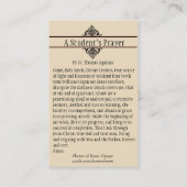 セントトーマスアクィナスの祈りの言葉の神聖なカード 名刺 (裏面)