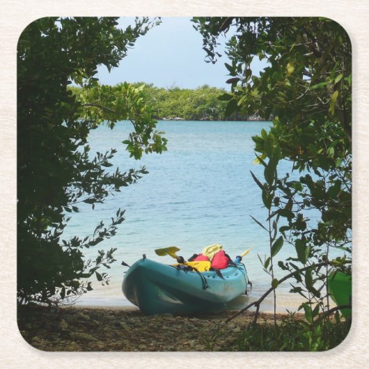 セントトーマス島、米領バージン諸島でのカヤッキング スクエアペーパーコースター (正面)