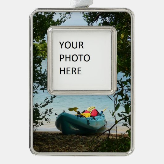 セントトーマス米ヴァージン諸島でカヤック シルバープレートフレームオーナメント (正面)