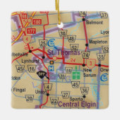 セントトーマス・オンタリオの地図 セラミックオーナメント (正面)