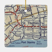 セントトーマス・オンタリオヴィンテージの地図 セラミックオーナメント (裏面)