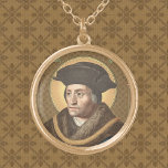 セントトーマス・モア(SAU 026) ゴールドプレートネックレス<br><div class="desc">St. Thomas More (1470-1535)は本当にイギリスのルネッサンス人であった。彼は弁護士、政治家、社会哲学者、作家、家族、キリスト教のヒューマニストであった。また、王がアラゴンのキャサリンと離婚し、その称号を「英国最高指導者」と称したことに反対し、ヘンリー8世のもとで殉教者となった。今日、聖トマス・モアは法律プロフェッショナル、公務員、宗教の自由の守護聖人である。 画像クレジット(SAU 026)：聖トーマス・モア（ハンス・ホルベインの後）のアンティーク画像ジャン=バプティスト・ベツネ男爵(1821-1894)による19世紀後半のクロモリトプリントから発行さ描れ、ベルギーのイタリアのソシエテ・デ・オーギュスティンによって発行された宗教的エフスの個人収集a. 饗宴： 6月22日</div>