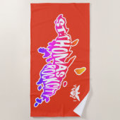 セントトーマス「ロックシティ」アメリカヴァージン諸島、レッド ビーチタオル (正面)