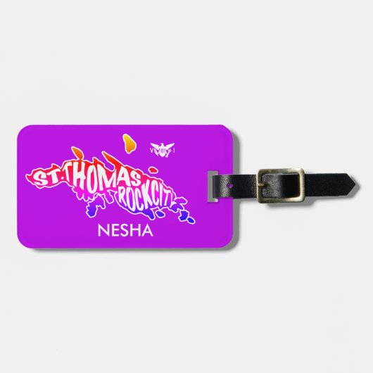 セントトーマス"ロックシティ"米国ヴァージン諸島紫 ラゲッジタグ (正面横)