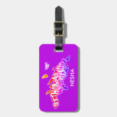 セントトーマス"ロックシティ"米国ヴァージン諸島紫 ラゲッジタグ (正面縦)
