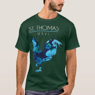 セントトーマスUSVIフラワーハイビスカスチキンラバースーヴ Tシャツ