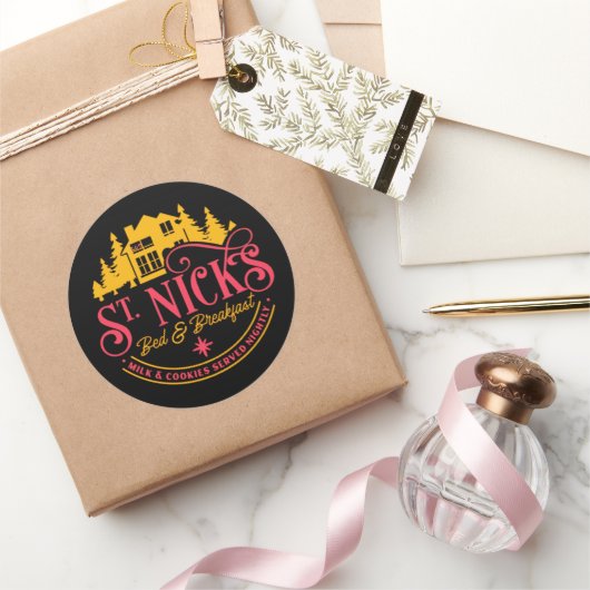 セントニックスベッド&ブレックファーストおもしろいクリスマス ラウンドシール (ギフト)