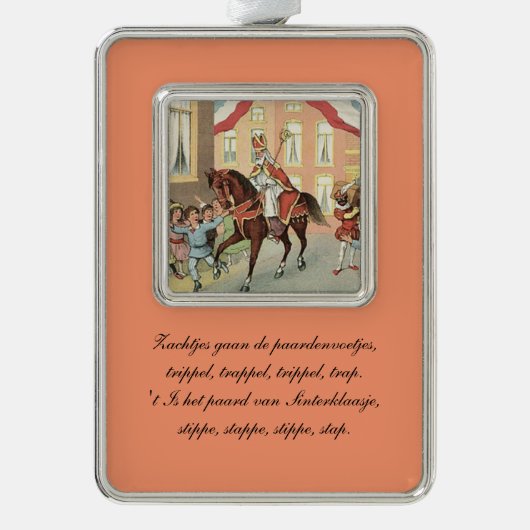 セントニック·オランダ·シンタークラアス馬に乗るヴィンテージ シルバープレートフレームオーナメント (正面)