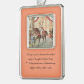 セントニック·オランダ·シンタークラアス馬に乗るヴィンテージ シルバープレートフレームオーナメント (左)