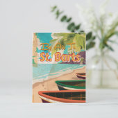 セントバルテルミー島 ヴィンテージ トラベル ポスター ポストカード (スタンド正面)