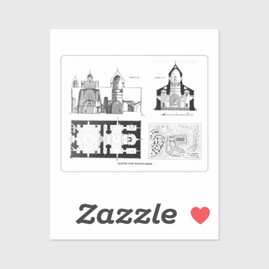 セントバーソロミュー修道院の床とクロスプラン シール (シート)