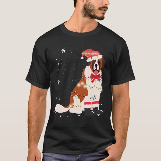 セントバーナルドッグクリスマスツリークリスマスママパパギフト Tシャツ (正面)