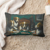 セントバーナルドッグ遊ズトランプのポーカー ランバークッション (ブランケット)