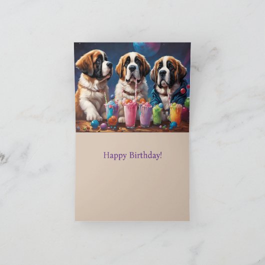 セントバーナルドパピースアンドミルクシェイク誕生日 カード (内部)