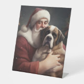 セントバーナードとサンタクロースのクリスマス 台座サイン (正面)