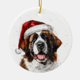 セントバーナードのクリスマスパーソナライズド セラミックオーナメント