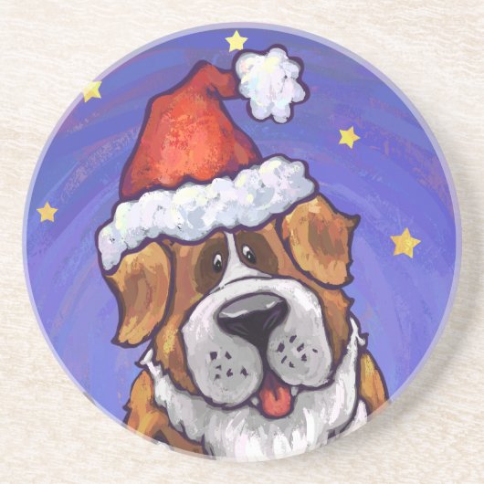 セントバーナードのクリスマス コースター (正面)