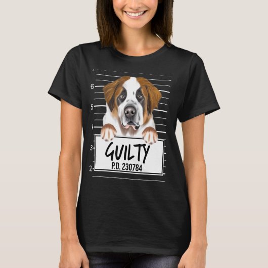 セントバーナードの前科あり犬 Tシャツ (正面)
