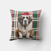 セントバーナードの犬のシーズンプレイドのクリスマス クッション (裏面)
