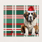 セントバーナードの犬のホリデープレイドのクリスマス (外部フラット)