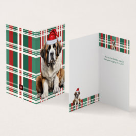 セントバーナードの犬のホリデープレイドのクリスマス