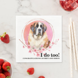 セントバーナードの結婚式のナプキンに犬の写真 スタンダードランチョンナプキン