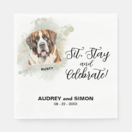 セントバーナードの結婚式を祝おう Sit Stay & Celebrate スタンダードランチョンナプキン