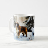 セントバーナードの雪を降らせて クリスマス コーヒーマグカップ (正面左)