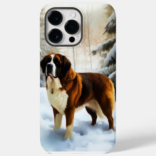 セントバーナードの雪を降らせて クリスマス Case-Mate iPhoneケース (裏面)