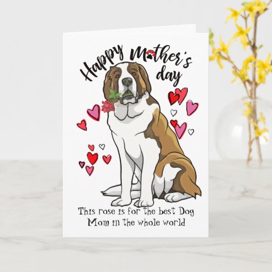 セントバーナードより愛情たっぷりの母の日メッセージ カード (黄色い花)