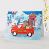 セントバーナード犬のクリスマス配送トラックの雪 カード (黄色い花)